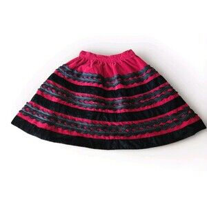 Childrens Place Red Black Velvet Skirt Girls Sz 5 Holiday Christmas Winter Warm